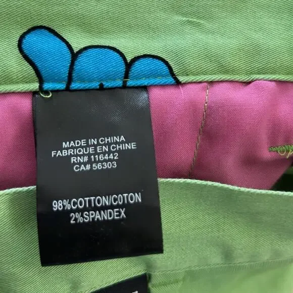 Women’s A.Lab trousers pants chino from Zumiez Colorful bugs Green size 28 - Picture 8 of 8